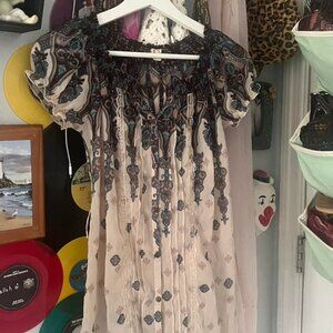 Vintage Mudd Sheer Short Sleeve Paisley Print Button Up